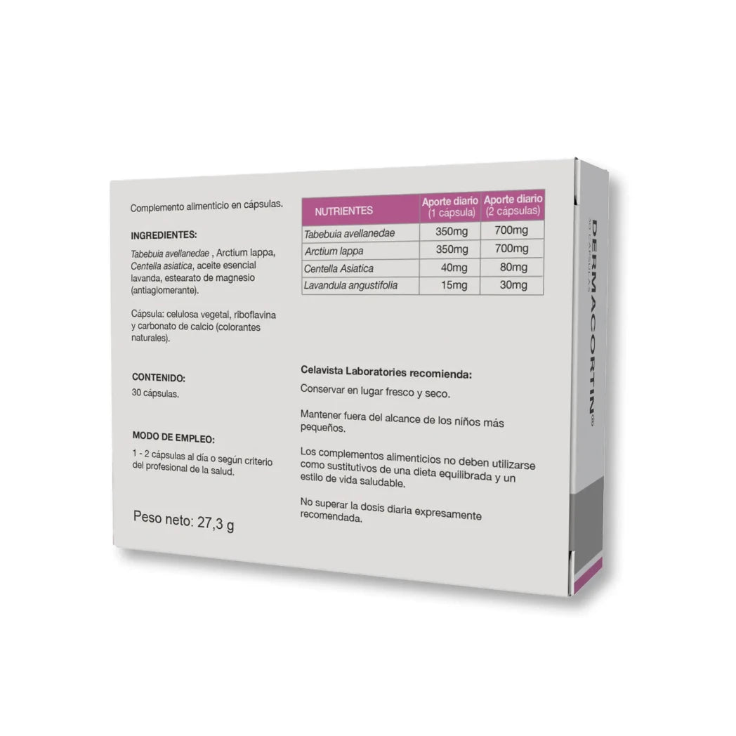 Dermacortin 30 cápsulas alta actividad antiviral salud cutánea
