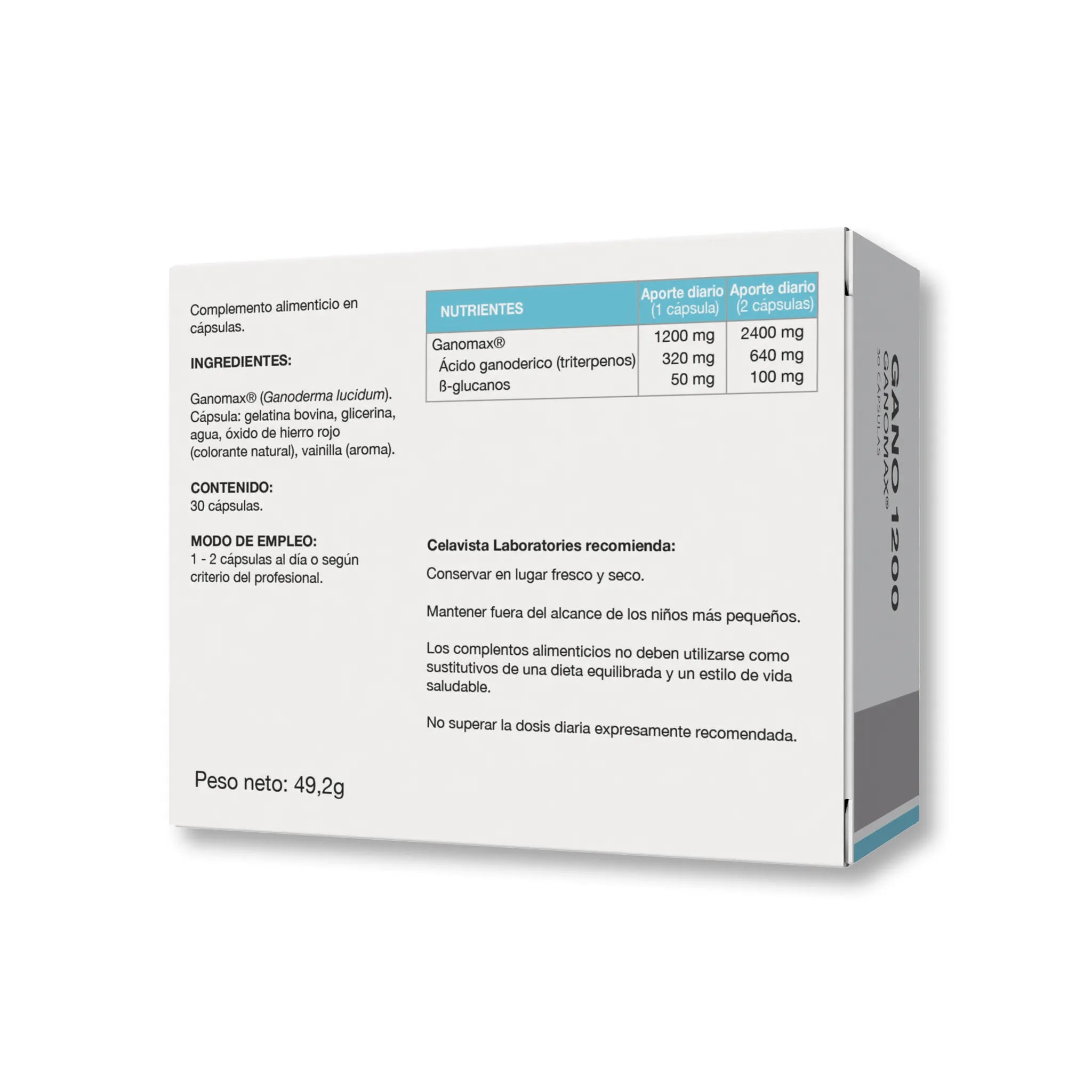 Gano 1200 60 cápsulas Reishi defensas células cancerosas alergias