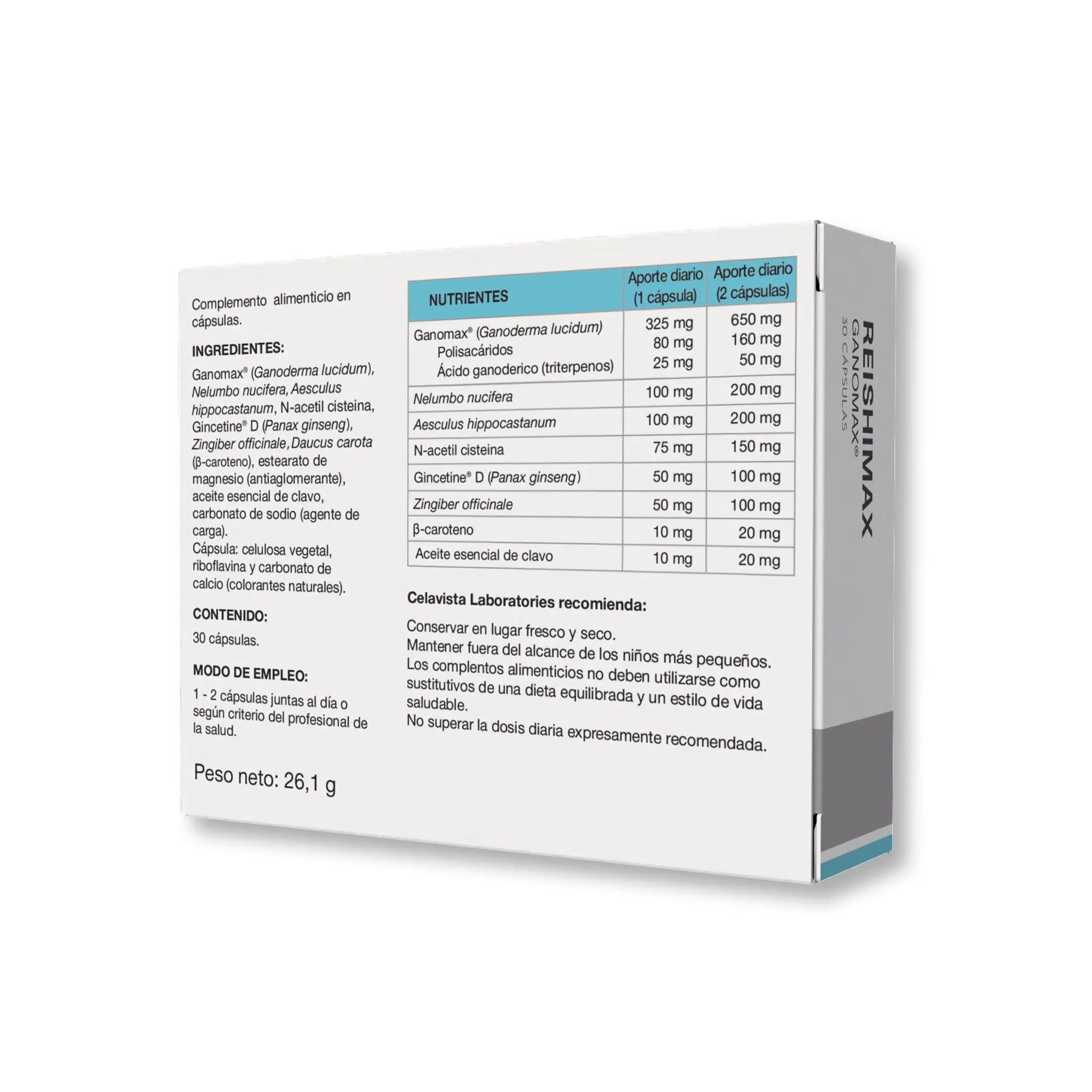 Reishimax 30 cápsulas para sistema respiratorio y defensas naturales