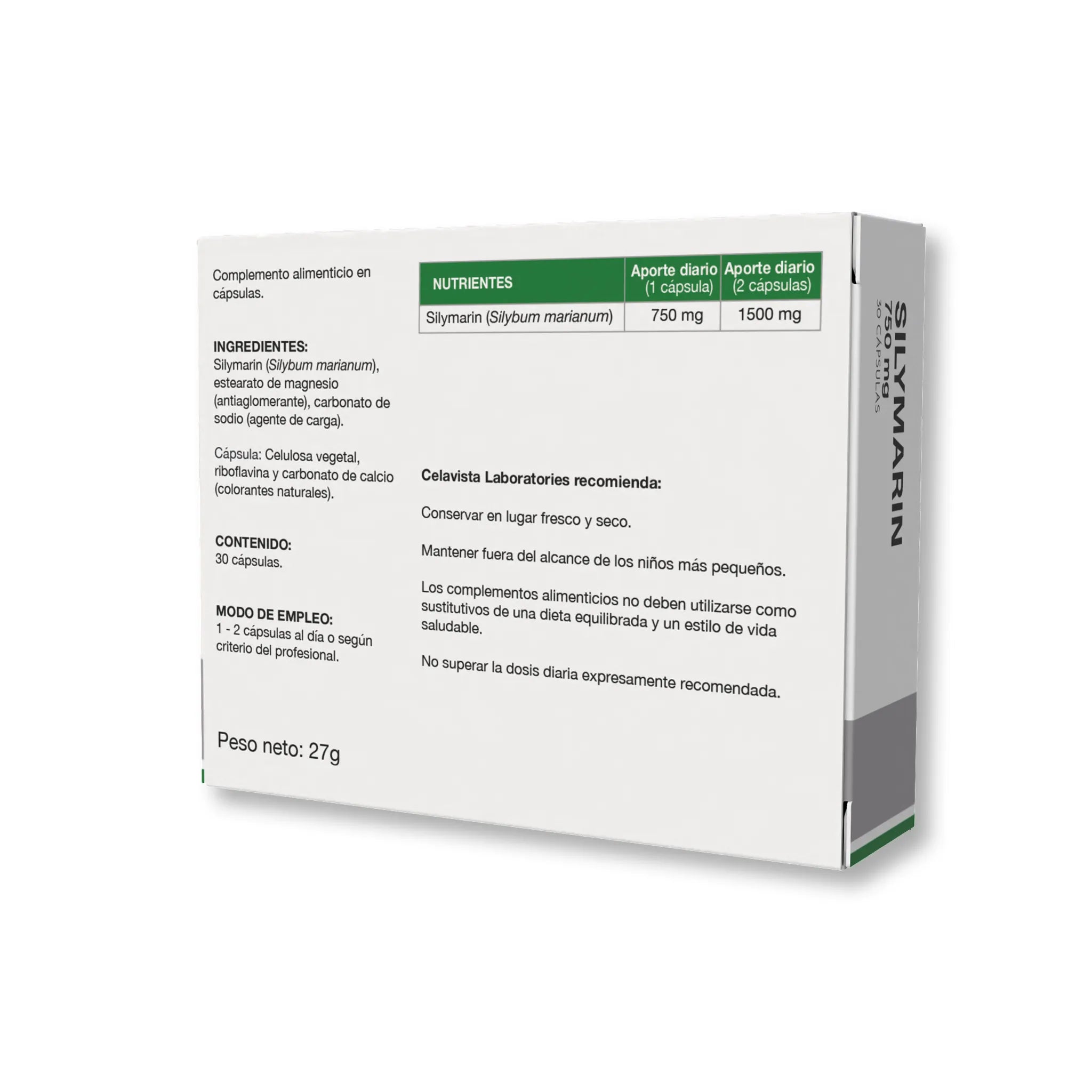 Silimarina 30 cápsulas para protección hígado y esteatosis hepática